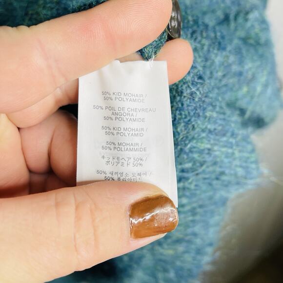 J. Crew Women’s Large Mixed Green Kid Mohair Sweater Cardigan V Neck New - Picture 5 of 7